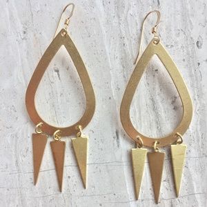 14K Gold/Sterling Brass Hoop Triangle Earrings